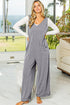 Corded Tie Straps V Neck Wide Leg Jumpsuit